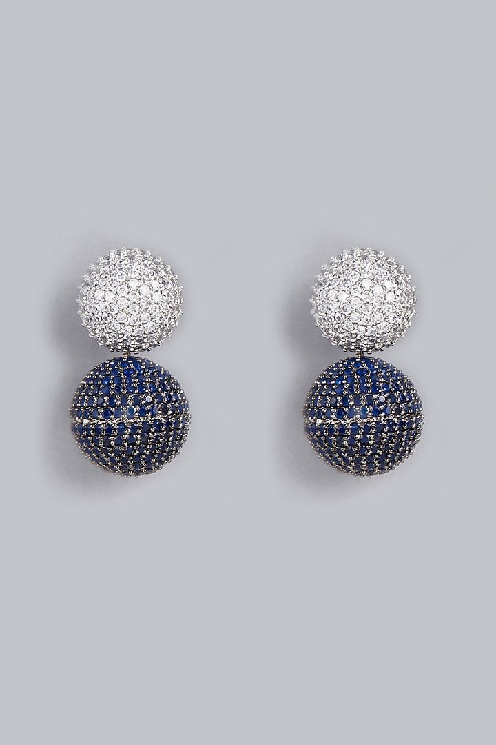 White Finish Blue & White Dangler Earrings by Rohita and Deepa